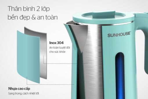 Ấm siêu tốc inox 2 lớp 1.8L SUNHOUSE SHD1351 - Hình ảnh 3
