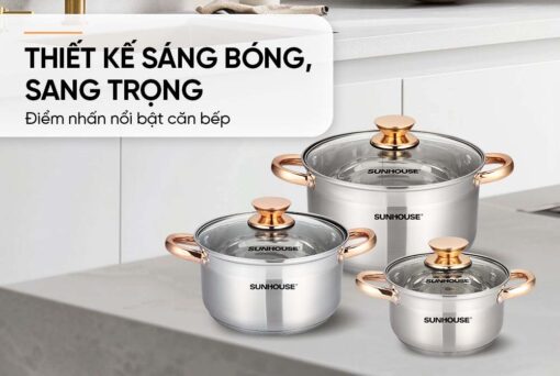Bộ nồi Inox 5 đáy Sunhouse SH781 - Hình ảnh 2