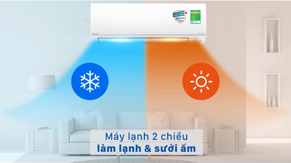 Điều hòa 2 chiều Daikin Inverter 1 HP FTHF25VAVMV - Điều hòa 2 chiều làm lạnh và sưởi ấm