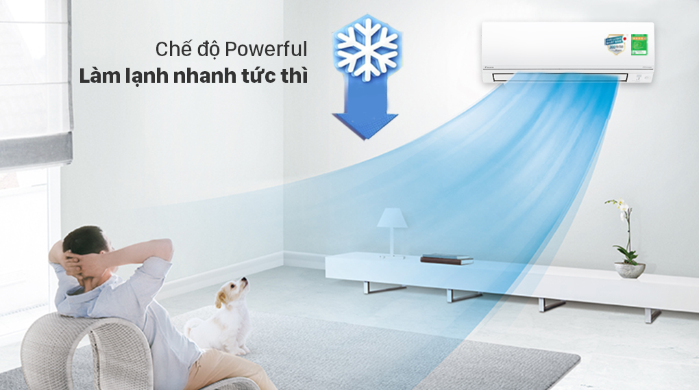 Điều hòa 2 chiều Daikin Inverter 1 HP FTHF25VAVMV - Chế độ Powerful
