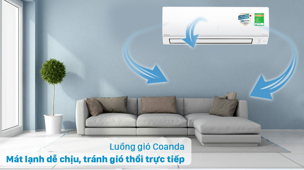 Điều hòa 2 chiều Daikin Inverter 1 HP FTHF25VAVMV - Luồng gió Coanda
