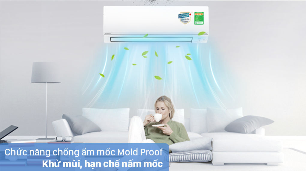 Điều hòa 2 chiều Daikin Inverter 1 HP FTHF25VAVMV - Chống ẩm mốc