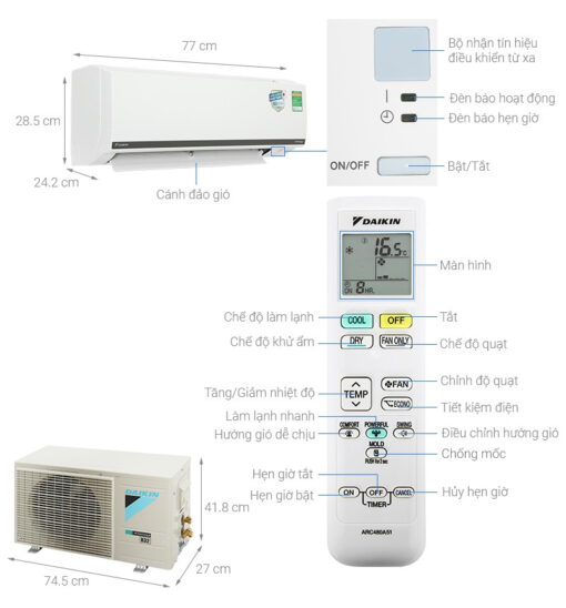 Điều hòa Daikin Inverter 1 1.5 2 HP FTKB25WMVMV - Hình ảnh 2
