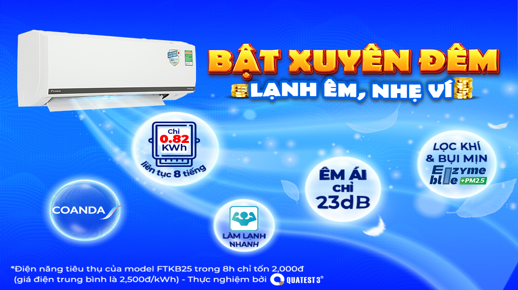 Điều hòa Daikin Inverter 1 HP FTKB25WMVMV - Công nghệ tiết kiệm điện