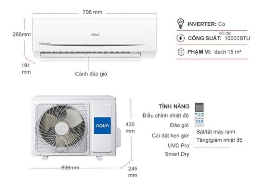 Điều hòa Aqua 1 chiều Inverter 1 HP 1.5 HP 2 HP AQA-RV10QC2 - Hình ảnh 6