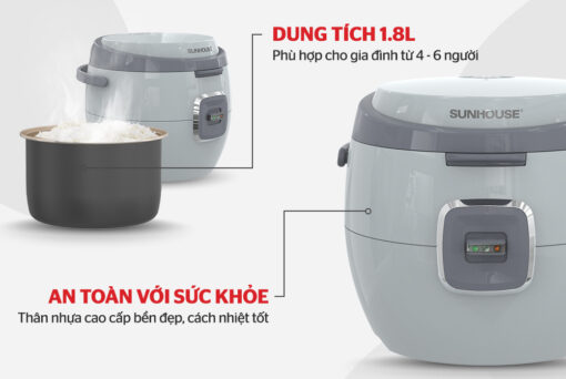 Nồi cơm điện 1.8L SUNHOUSE SHD8663G - Hình ảnh 2