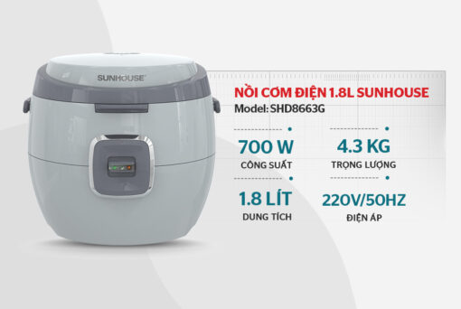 Nồi cơm điện 1.8L SUNHOUSE SHD8663G - Hình ảnh 6