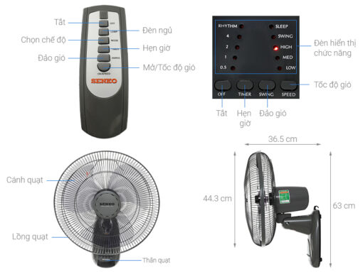 Quạt treo điều khiển từ xa SENKO TR 1628 47W - Hình ảnh 8