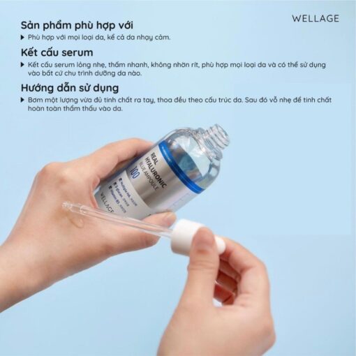 Tinh chất Wellage Real Hyaluronic Blue Ampoule 100 75ml, cấp ẩm dịu da P4724 - Hình ảnh 3