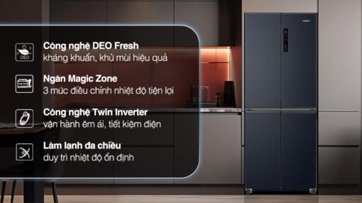 Tủ lạnh Aqua Inverter 410 lít Multi Door AQR-M466XA(CBC) Đen Xám Mặt thép - Hình ảnh 8