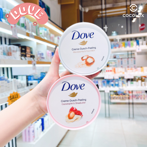 Tẩy Tế Bào Chết Body Dove Creme Dusch Peeling Macadamia & Reismilch 225ml
