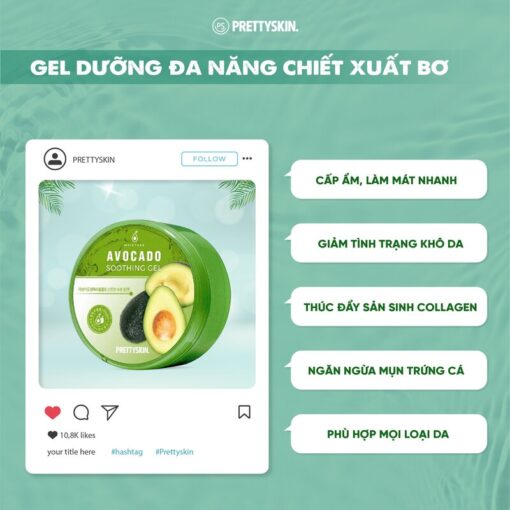 Gel Dưỡng Prettyskin Đa Năng Trái Bơ 300ml