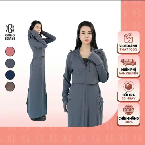 Áo chống nắng toàn thân GUNOMATE 2 lớp chống tia UV UPF 50+ có che trán vành mũ rời 3HANU190 - Hình ảnh 6