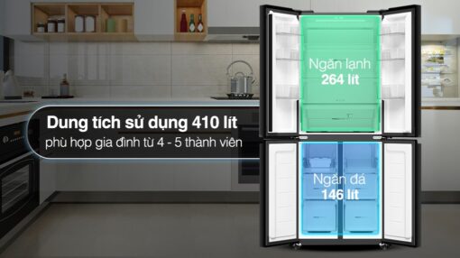 Tủ lạnh Aqua Inverter 410 lít Multi Door AQR-M466XA(CBC) Đen Xám Mặt thép - Hình ảnh 9