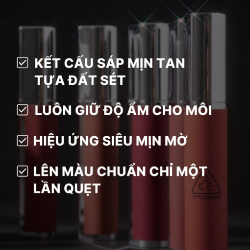 Son kem bùn mịn lì 3CE Hazy Lip Clay nắp bạc 4g N3660 - Hình ảnh 8