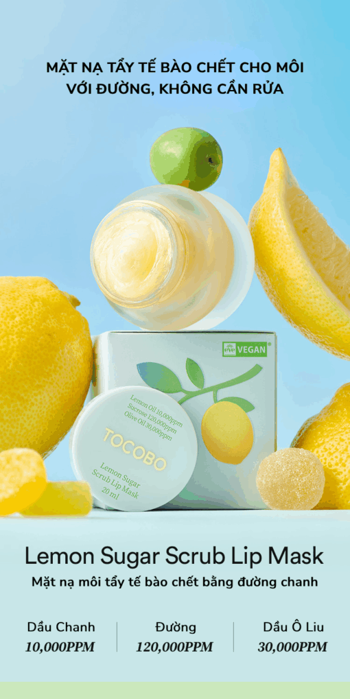 Mặt Nạ Ngủ Môi Tẩy Tế Bào Chết Tocobo Lemon Sugar Scrub Lip Mask 20ml P4931 - Hình ảnh 2