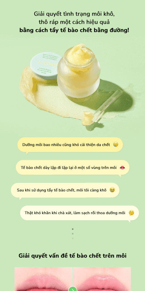 Mặt Nạ Ngủ Môi Tẩy Tế Bào Chết Tocobo Lemon Sugar Scrub Lip Mask 20ml P4931 - Hình ảnh 3
