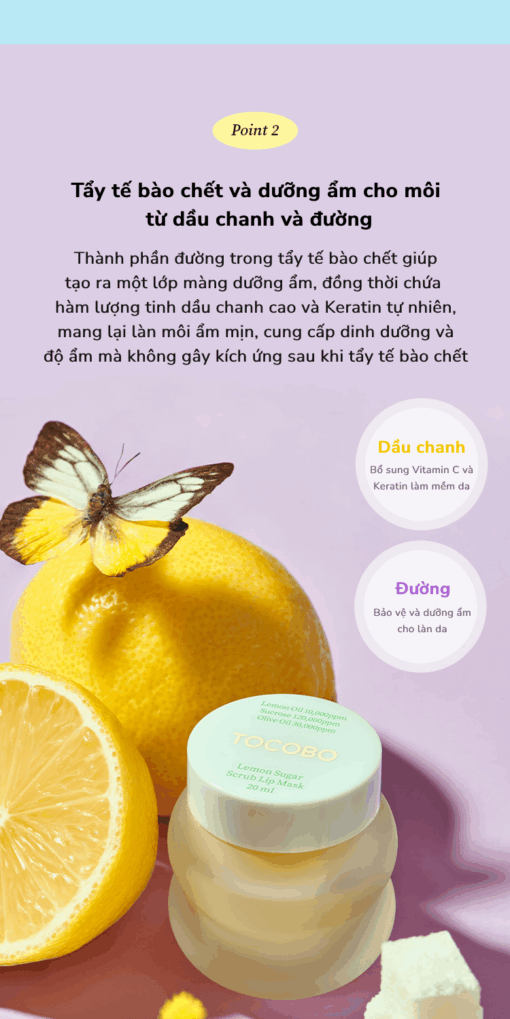 Mặt Nạ Ngủ Môi Tẩy Tế Bào Chết Tocobo Lemon Sugar Scrub Lip Mask 20ml P4931 - Hình ảnh 6