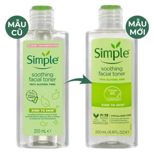 Nước Hoa Hồng Simple Dịu Da, Cấp Ẩm 200ml Kind to Skin Soothing Facial Toner 25687 - Hình ảnh 3