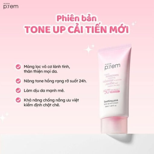 Kem chống nắng nâng tông Make P:rem Soothing Pink Tone Up Sun Cream SPF 50+ N3630 - Hình ảnh 4