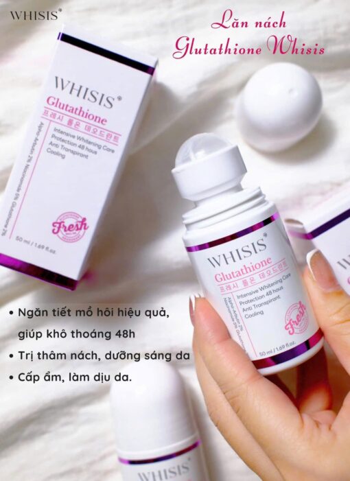Lăn Khử Mùi Whisis Glutathione Fresh Roll On Deodorant Hàn Quốc 50ml trị thâm nách, sáng da N3517 - Hình ảnh 2