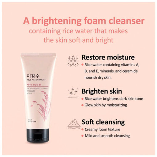 SRM Sữa Rửa Mặt Gạo Trắng Da The Face Shop Rice Water Bright Hàn Quốc 150mL 97136 - Hình ảnh 5