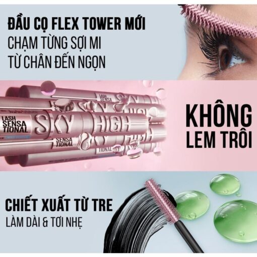 Chuốt mi Mascara Maybelline Tơi Dài Mi, Cong Dài Tự Nhiên l Sky High Mascara 6ml 01675 - Hình ảnh 5