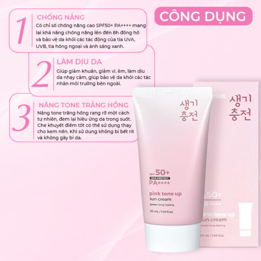 Kem chống nắng nâng tone Pink tone up mẫu mới Prettyskin Hồng 01944 - Hình ảnh 5
