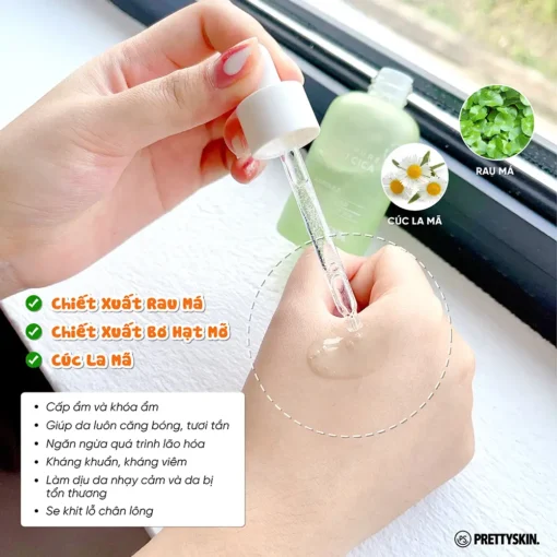Tinh Chất Serum PrettySkin Rau Má giảm mụn The Pure JeJu Cica 80 Ampoule 50ml 01602 - Hình ảnh 2