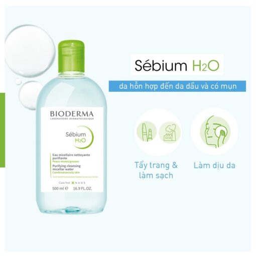 Nước Tẩy Trang Bioderma Sebium H2O Dành Cho Da Dầu và Hỗn Hợp 500ml - Hình ảnh 4