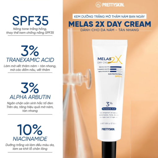Kem Dưỡng Trắng Mờ Thâm Nám Ngày Đêm PrettySkin Melas 2X Night Cream 50ml P4607 - Hình ảnh 5