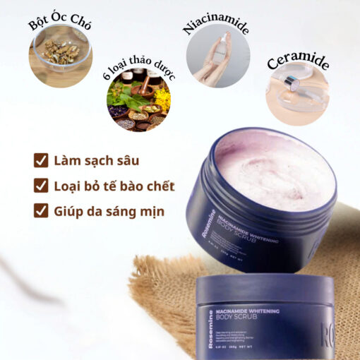 Kem tẩy tế bào chết body Rosemine dưỡng trắng da Niacinamide Whitening Body Scrub 250G N3358 - Hình ảnh 2