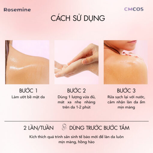 Kem tẩy tế bào chết body Rosemine dưỡng trắng da Niacinamide Whitening Body Scrub 250G N3358 - Hình ảnh 5