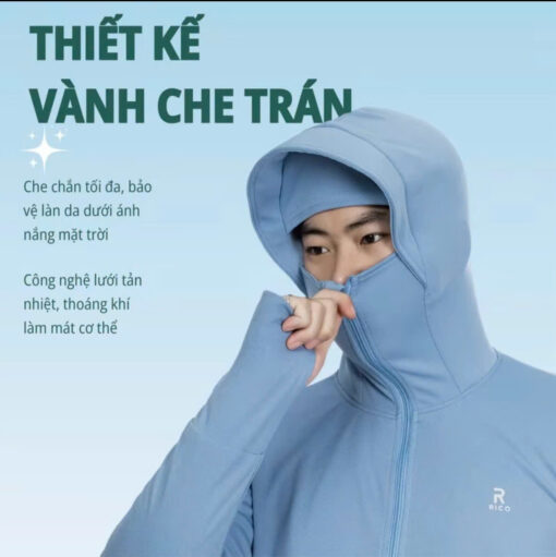 Áo chống nắng nam 2 lớp RICO che trán UPF50+ chống tia UV nam nữ M22 - Hình ảnh 5