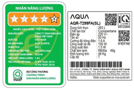 Tủ lạnh Aqua Inverter 283 lít AQR-T299FA(SL) - Hình ảnh 5