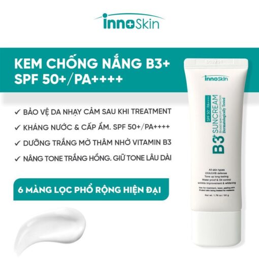 Kem Chống Nắng Hàn Quốc Phổ Rộng Innoskin B3 Suncream SPF50+ PA++++ 9 Màng Lọc, Nâng Tone, Dưỡng Trắng - Hình ảnh 5