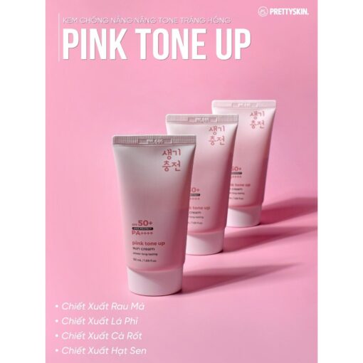 Kem chống nắng nâng tone Pink tone up mẫu mới Prettyskin Hồng 01944 - Hình ảnh 2