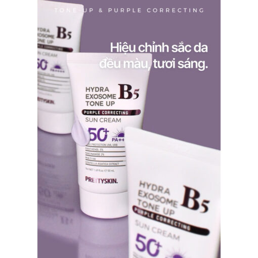 Kem Chống Nắng Hiệu Chỉnh Tone Da Hydra B5 Exosome Tone Up Prettyskin tím N3534 - Hình ảnh 3