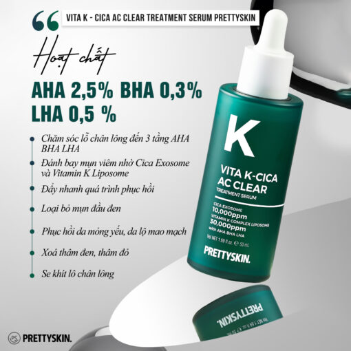 Tinh Chất Phục Hồi Tái Tạo Da, Hỗ Trợ Ngừa Mụn Pretty Skin Vita K-Cica AC Clear Treatment Serum - Hình ảnh 3