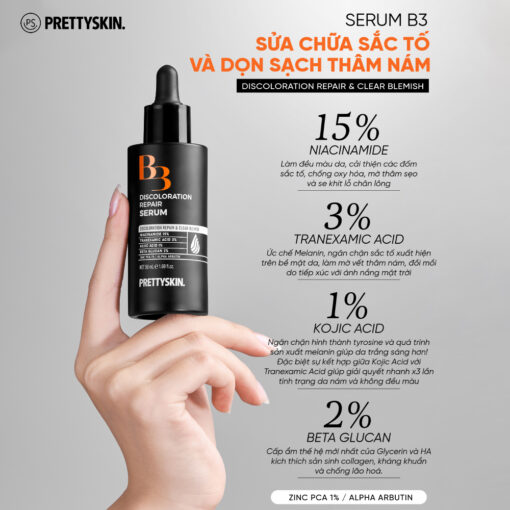 Tinh Chất Dưỡng Da Hỗ Trợ Làm Trắng Sáng Mờ Thâm Pretty Skin B3 Discoloration Repair Serum - Hình ảnh 7