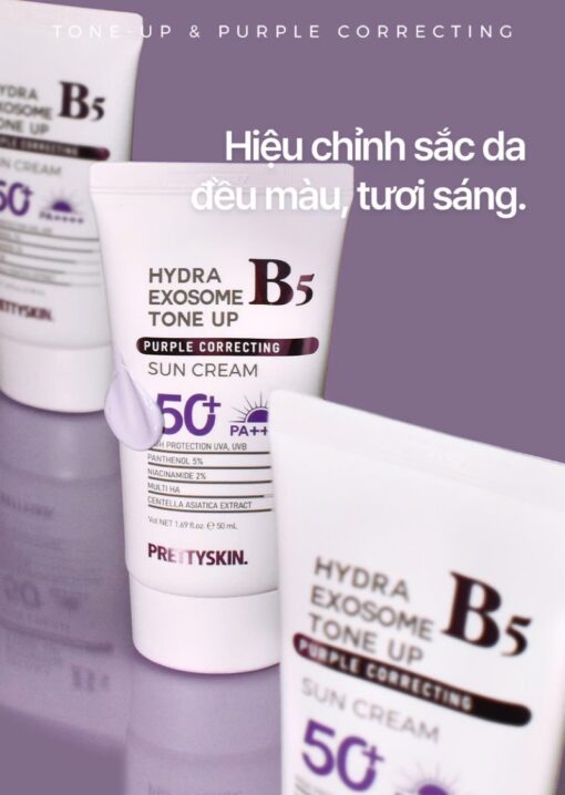Kem Chống Nắng Hiệu Chỉnh Tone Da Hydra B5 Exosome Tone Up Prettyskin tím N3534 - Hình ảnh 4