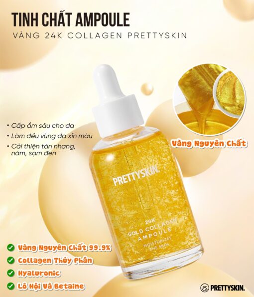 Tinh Chất Dưỡng Da, Chống Lão Hóa Pretty Skin 24K Gold Collagen Ampoule 50ml - Hình ảnh 3