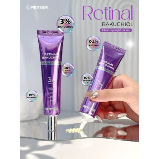 3 size Kem Dưỡng Tái Tạo, Phục Hồi, Trẻ Hòa Làn Da Prettyskin Retinal Bakuchiol Amazing Night Cream – 10ml - Hình ảnh 7
