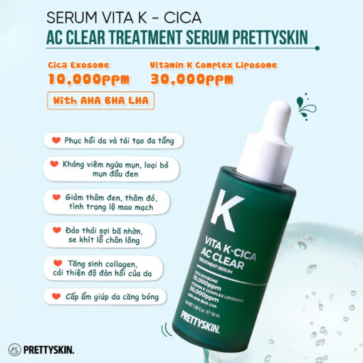 Tinh Chất Phục Hồi Tái Tạo Da, Hỗ Trợ Ngừa Mụn Pretty Skin Vita K-Cica AC Clear Treatment Serum - Hình ảnh 4