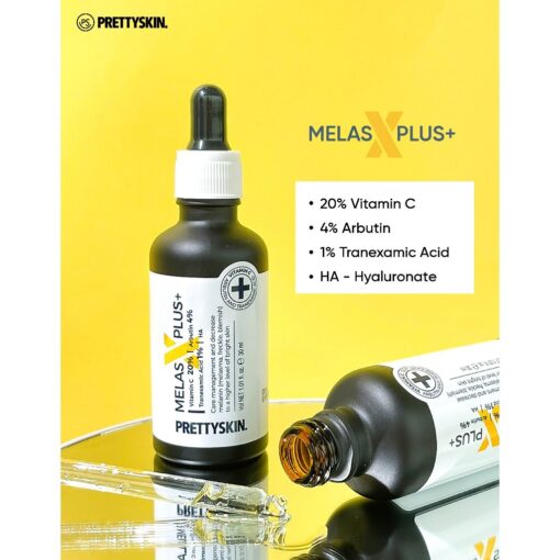 Tinh Chất Dưỡng Trắng Da, Mờ Thâm Pretty Skin Melas X Plus+ Vitamin C 20% Arbutin 4% - Hình ảnh 4