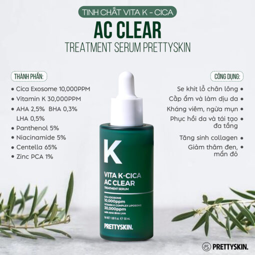 Tinh Chất Phục Hồi Tái Tạo Da, Hỗ Trợ Ngừa Mụn Pretty Skin Vita K-Cica AC Clear Treatment Serum - Hình ảnh 5