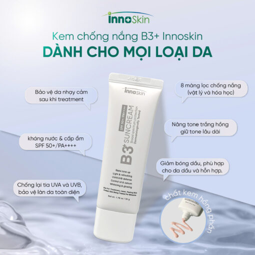 Kem Chống Nắng Hàn Quốc Phổ Rộng Innoskin B3 Suncream SPF50+ PA++++ 9 Màng Lọc, Nâng Tone, Dưỡng Trắng - Hình ảnh 10