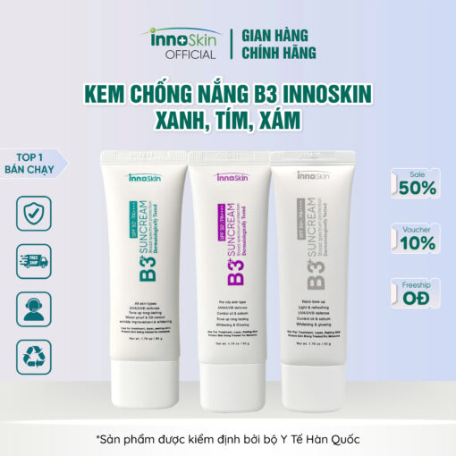 Kem Chống Nắng Hàn Quốc Phổ Rộng Innoskin B3 Suncream SPF50+ PA++++ 9 Màng Lọc, Nâng Tone, Dưỡng Trắng
