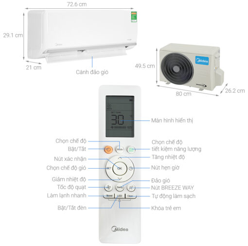 Điều hòa Midea Inverter 1 HP 1.5 HP 2 HP 2.5 HP MSAGA-10CRDN8 - Hình ảnh 9