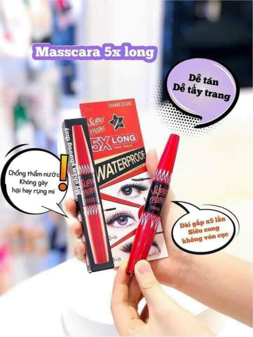 Chuốt mi Mascara Sivanna 2 Đầu Nối Cong Dài Dày Mi Super Model 5X Long 30ml 16520 - Hình ảnh 4